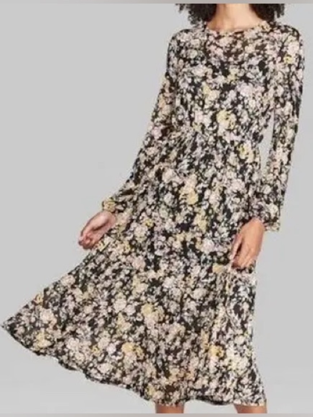 Wild Fable Floral Mesh Midi Dress